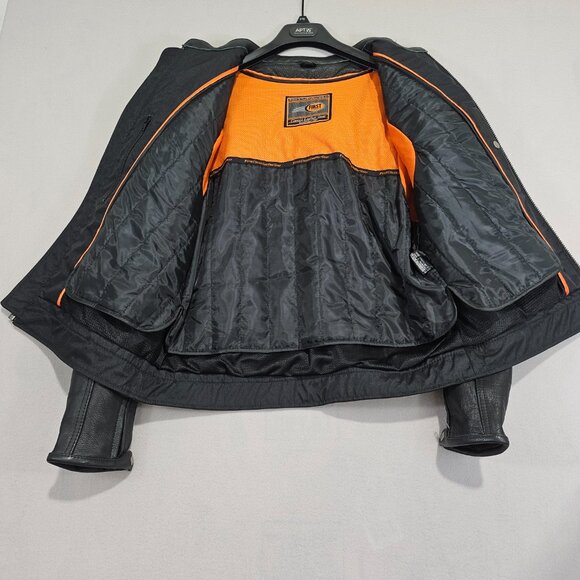 First Classics Jacket Mens Large Black Leather Zip Up Lined Biker Motorcycle - Picture 7 of 15